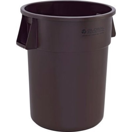 GEC Global Industrial Plastic Trash Can, Brown, 55 Gallon XDW-010-BN